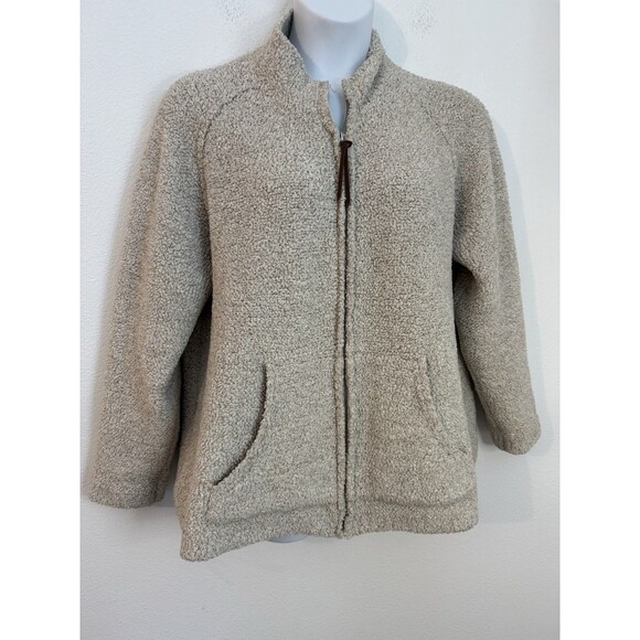 Natural Reflections Zip Up Sweater Womens XXL Teddy  Sherpa Beige Cardigan 2XL - Picture 1 of 8